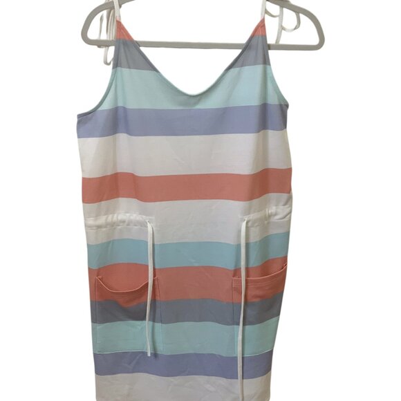 Belinda V-Neck Pastel Striped Tank Top Mini Sundress String Tie Cover Up- M- NWT - Picture 8 of 8